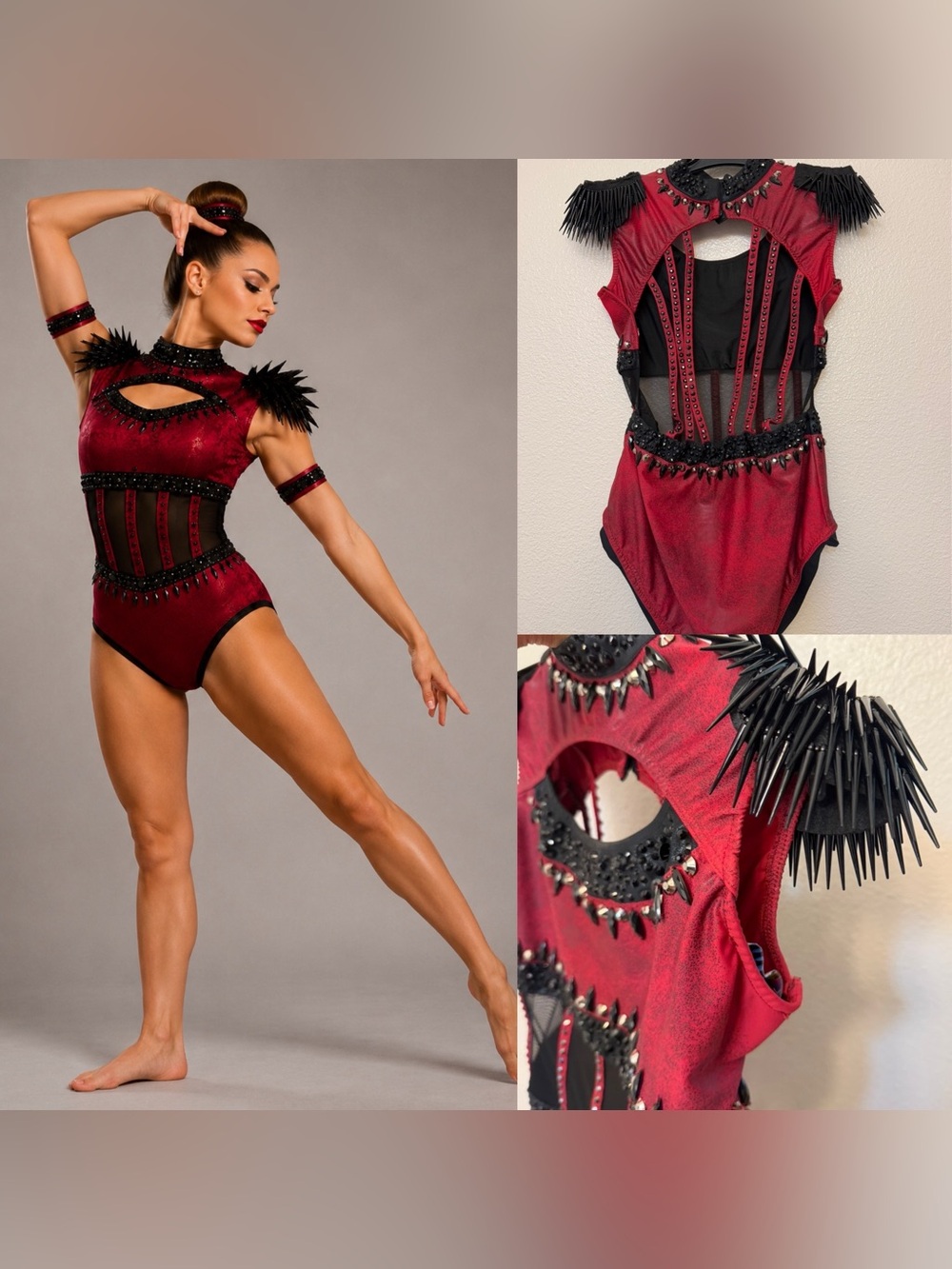 Glamour solo dance costume red jazz edgy Goth witchy vampy LA-Large adult